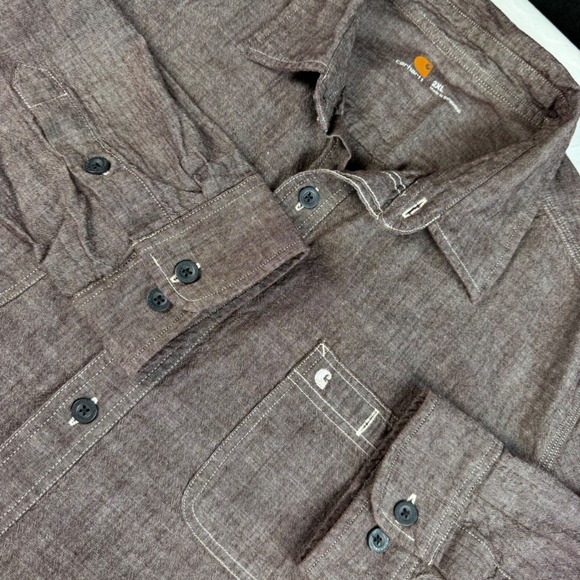 Carhartt Other - Carhartt Button Down Shirt Mens 2XL Brown Long Sleeve Workwear Cotton EUC